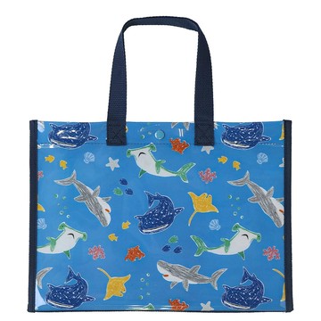 日本 ZOOLAND - 防水PVC手提袋/游泳包-海洋世界-藍色 (25x34cm)