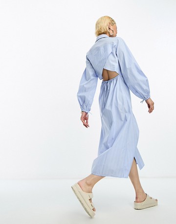 & Other Stories midi shirt dress blue stripe
