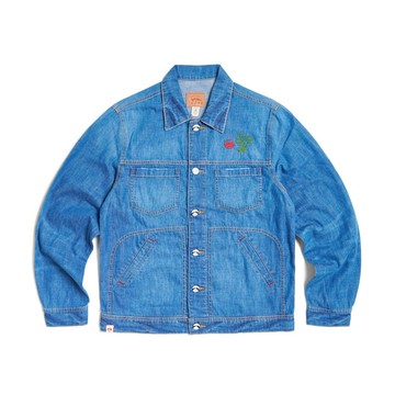 江戶勝｜男裝｜植物圖騰薄丹寧外套