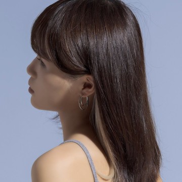 交錯假雙圈純銀耳環 輕量耳環 配戴容易 舒適款耳環