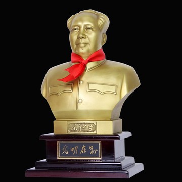 毛主席銅像純銅黃銅手工半身雕塑偉人像客廳電視柜書房辦公室擺件