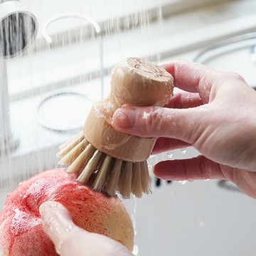 日本霜山 日式軟質刷毛蔬果清潔刷(附304不鏽鋼收納架)