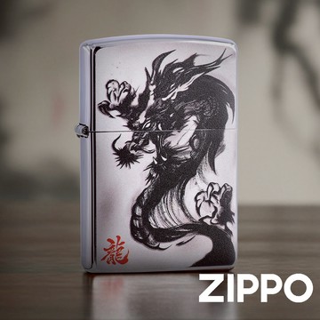 ZIPPO 龍墨銘刻防風打火機 東方水墨藝術 西方金屬工藝 神龍騰雲 龍爪扶雲 無窮氣勢 ZA-3-286A 終身保修