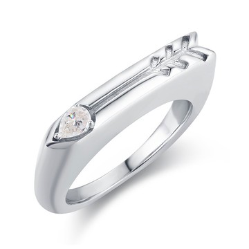 水滴鑽石圖章戒指-箭心形客製女戒-925純銀印章情侶對戒-免費刻字