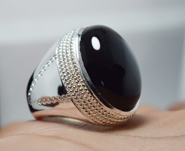 Aqeeq 戒指 男款 純天然石 黑血紅色 葉門 Aqeeq Akik Aqiq 戒指 天然瑪瑙