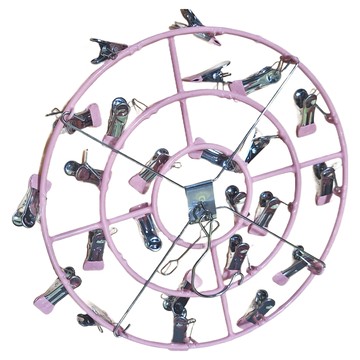 多功能不鏽鋼防滑防風多夾衣架-粉色圓形20夾  1個