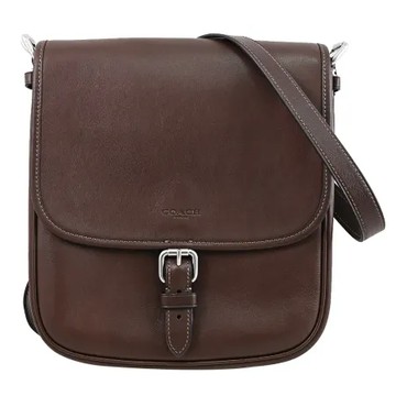 COACH CV979 HITCH 烙印LOGO翻蓋斜背包/郵差包.深棕