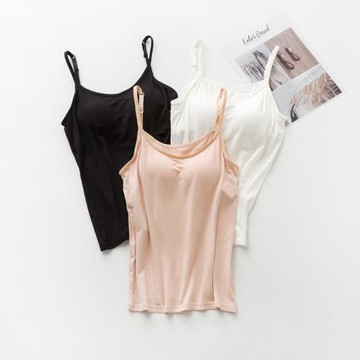 一體式莫代爾帶胸墊bra-top內衣運動文胸瑜伽打底女士背心吊帶