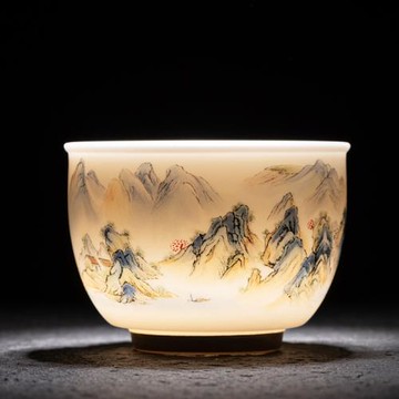 德化羊脂玉茶杯主人杯單杯茶盞單個高端男士喝茶專用白瓷素燒大號