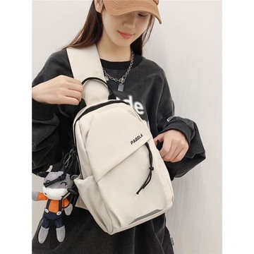 潮牌休閑斜挎包男士胸包簡約小背包斜背包男日系輕便單肩包跨包女