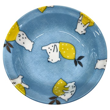 日本美濃燒 檸檬與北極熊 輕量 淺缽 13.7cmxH3.6cm 陶瓷 適用於微波爐、洗碗機、烘碗機  1個