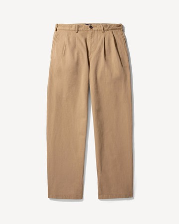 Noah Double-Pleat Herringbone Pant Khaki / 34