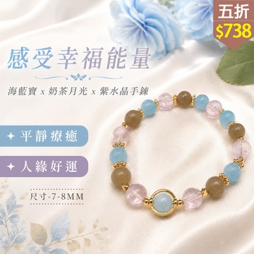 ★五折價$738★糖罐子【TT2498】海藍寶x奶茶月光x紫水晶手鍊→現貨