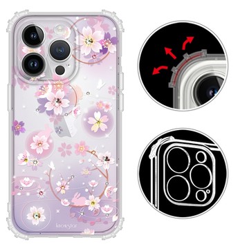 KnowStar APPLE iPhone 14 Pro 6.1吋 奧地利彩鑽防摔鏡頭全包覆軍規手機殼-京都櫻