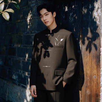 秋季網紅釦針設計款小西裝 潮男個性復古洋氣寬鬆痞帥西裝外套痞帥