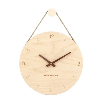 iINDOORS 工業風設計時鐘 樺木胡桃 簡約設計 直徑30cm  原木色 + 胡桃指針