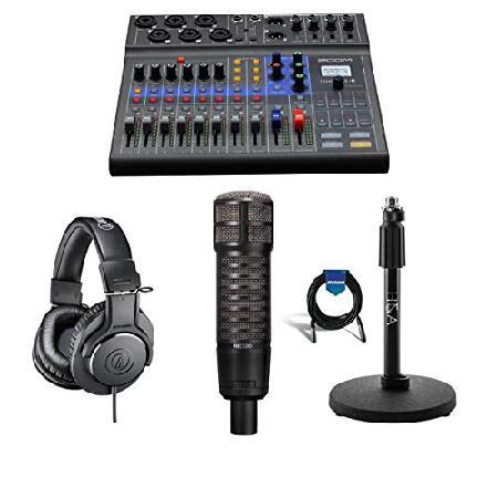 Zoom LiveTrak L-8 Portable 8-Channel Mixer and Multitrack Recorder Bundle With Electro-Voice RE320 Variable-D Dynamic Microphone, AT TH-M20x Pro Mon