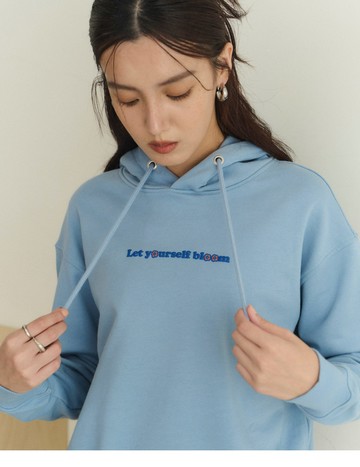 清新花語輕薄連帽T(淺藍)-女【暖陽絨】