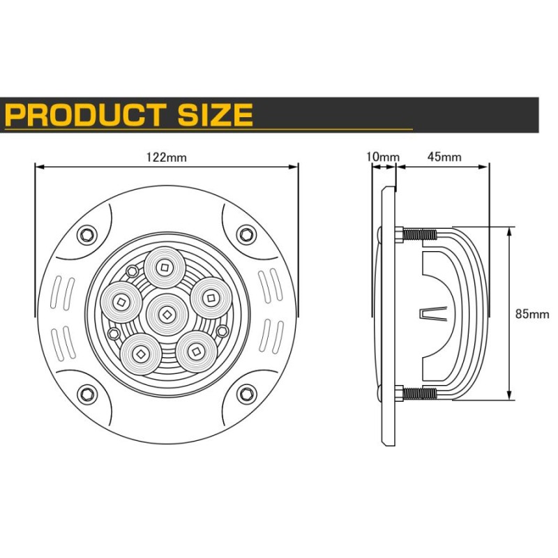 LED ワークライト 作業灯 埋め込み型 18W 12V 24V フォグランプ バックランプ 補助灯 丸型 防水 IP67 P-549 |  LINEショッピング