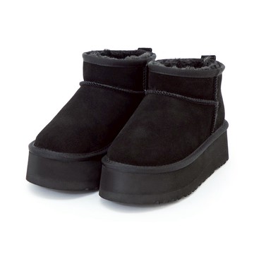 D+AF 冬戀5cm增高底真皮短筒雪靴