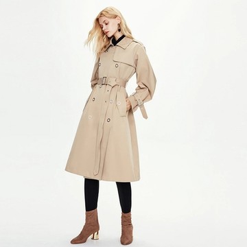 [米蘭精品] 風衣外套長款大衣-輕防潑水雙排金屬扣過膝女外套2色74bc19