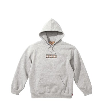 SUPREME BURBERRY BOX LOGO HOODIE GREY