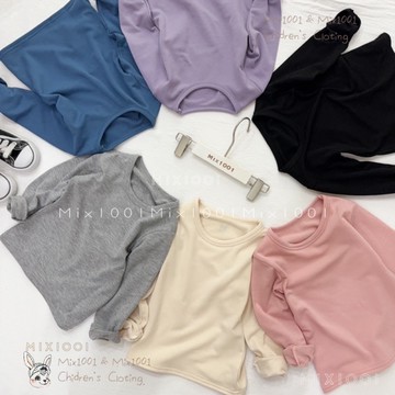 🌈✨台灣製🔥後小兔子印花兒童發熱衣✨兒童輕柔圓領磨毛內搭上衣 5-19