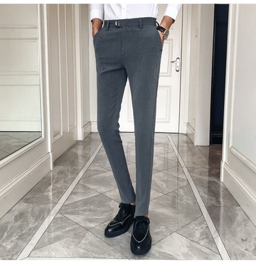 FINDSENSE品牌 秋冬季 新款 日本 男 高端 純黑 簡約 商務 休閒 百搭 修身 小腳褲 長褲 潮流褲子