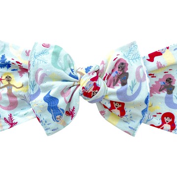 美國baby bling - 純手工極優雅細緻輕柔微彈性/毫無束縛感蝴蝶結髮帶/髮飾_印花經典款-人魚少女