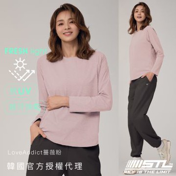 STL yoga 韓國瑜伽 FRESH light Basic 抗UV防曬 基本款 微合身 連肩袖 女 運動機能 半蓋臀 長袖／LoveAddict薔薇粉