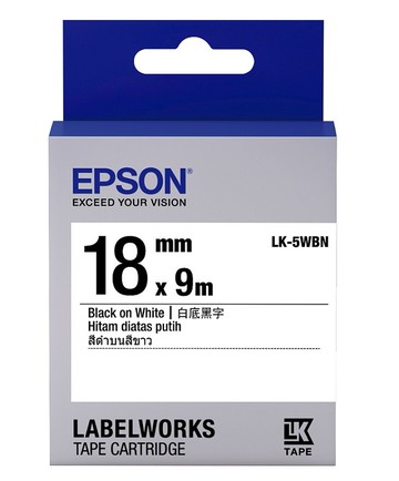 EPSON LK-5WBN S655401標籤帶 一般系列-白底黑字18mm
