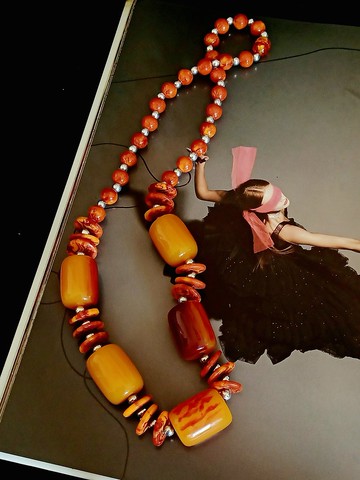 vintage jewelry 華麗東方風格 賽珞珞項鍊