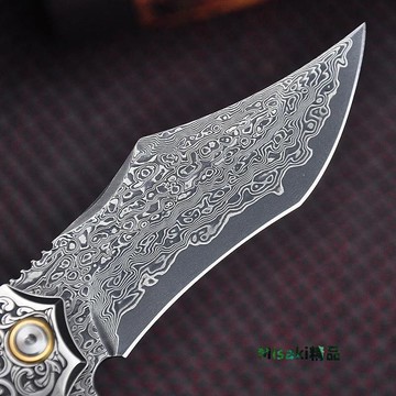 正品VG10芯層大馬士革鋼折疊刀高硬度戶外求生小刀鍛打隨身手工刀-Misaki精品