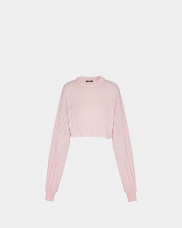 BALMAIN 長袖輕量馬海毛針織上衣 - 霧銀粉 / S