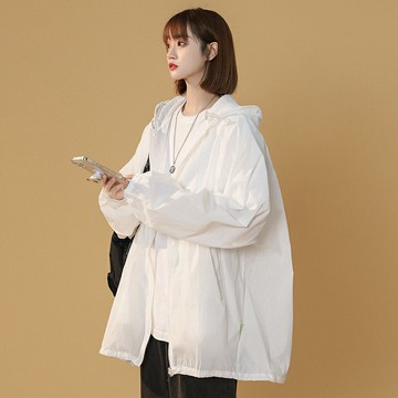 防曬衣大碼白色胖mm寬松夏季薄款戶外透氣oversize防曬服外套女潮