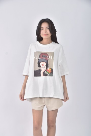 (XL) beibei la質感白色短袖上衣