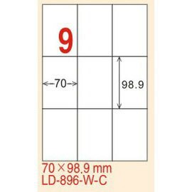 【龍德】LD-896(直角-五色) 雷射、噴墨、影印三用電腦標籤 70x98.9mm 20大張/包【APP滿額下單4%點數(單一帳號最高1000點)】7/31止