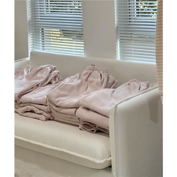 現貨（BottleBunny）小粉粉色雪花紋毛巾加絨褲