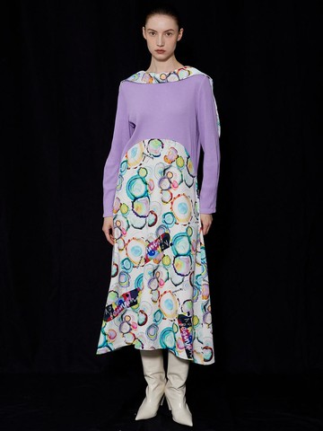 Scarf Collar A - Line Maxi Dress