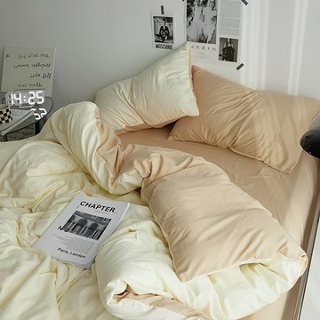 MEZAME HOME 雙人薄被套 MACARON-M-Y  220 x 180cm  英式厚奶茶