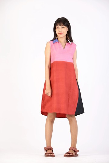 Short Dress Cotton Rayon Hand Paint For Summer Beach Vacatio