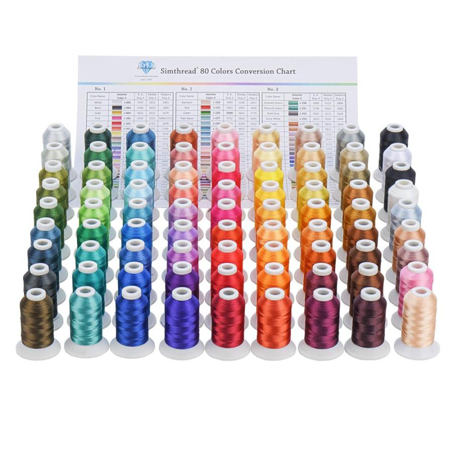 Simthread Embroidery Thread 80 Janome Colors 500M (550Y) Polyester Embroide