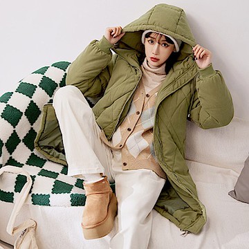 輕保暖科技棉雙拉鍊連帽長版外套-OB嚴選