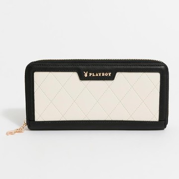 PLAYBOY - 拉鍊長夾  Limelight系列 - 黑白色