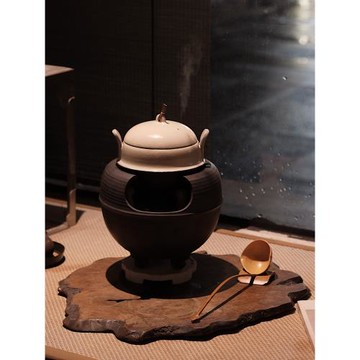 半齋造物粉引小白茶鍋茶釜伍德火缽碳爐景德鎮陶瓷煮茶器圍爐煮茶