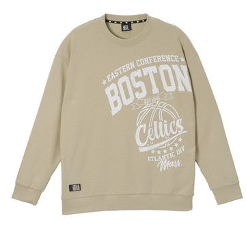 NBA 落肩 側面印花 長袖上衣 塞爾提克隊 卡其-3455100131