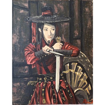 身著戰士服裝的女子肖像畫 由 RinaArtSK 手繪原創壓克力畫