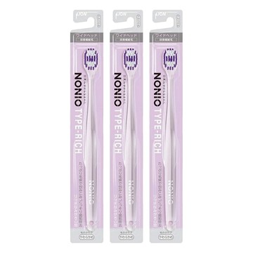 LION 獅王 NONIO 細柔按摩牙刷 寬版刷頭 細軟刷毛 日系時尚簡約設計  1入  3支