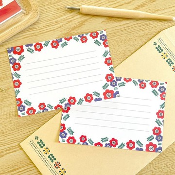 銀蓮花便條紙〈30 張入〉橫式書寫 迷你信紙 小巧信件 留言條 花卉圖案 時尚 成熟可愛 文具