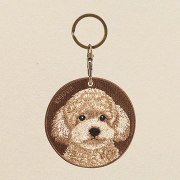 EMJOUR 雙面刺繡吊飾 - 奶油貴賓 | 仿真刺繡